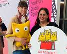 Freuen sich über das „Gütesiegel Buchkita“: Antonia Bode (l.) und Kerstin Falkuß auf der Frankfurter Buchmesse.